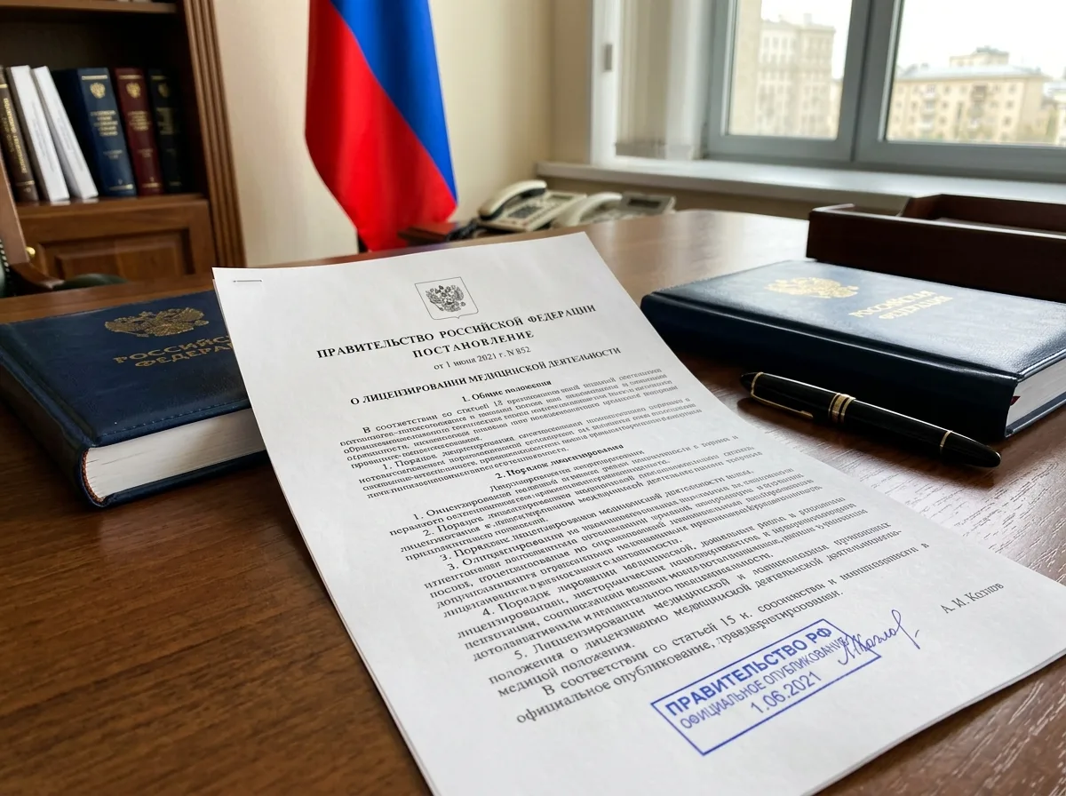Постановление Правительства России 852 о лицензировании медицинской деятельности, официальный документ